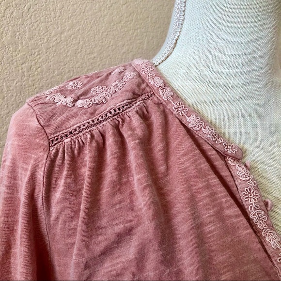 Lucky Brand Dusty Pink long sleeve tunic top - Picture 4 of 6